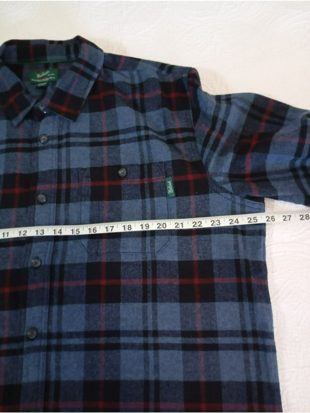 Woolrich Mens XL Blue & Red Plaid Button-Up long sleeve Shirt Cotton Blend - Picture 8 of 9